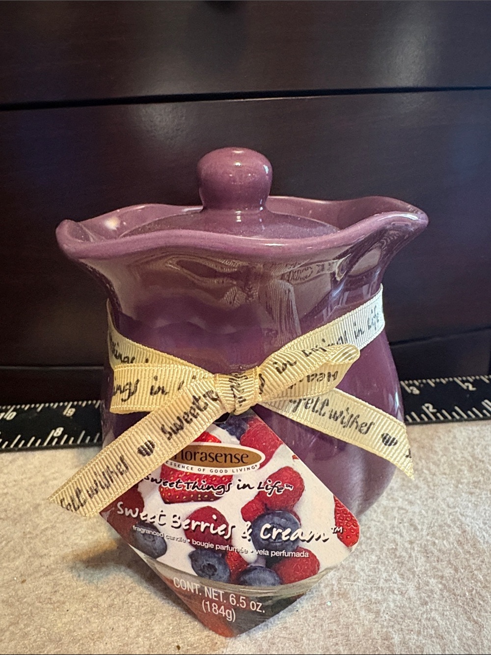 Sweet Berries & Cream Purple Ceramic Jar by Votivo-esque Brand